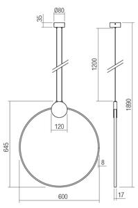 Lustră LED pe cablu ATOM LED/20W/230V d. 60 cm Redo 01-3107