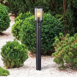 Globo Bornă luminoasă Gracey, negru, cu senzor, 100 cm, IP54, E27, reglabil, Negru, Metal