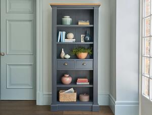 Bibliotecă lemn masiv natur London Albastru/, 90 × 33 × 200 cm