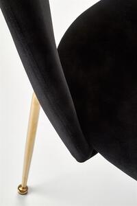 Scaun tapitat cu stofa si picioare metalice Kai-385 Velvet Negru / Auriu, l54xA59xH88 cm
