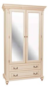 Dulap lemn masiv crem Roberta 2 Uși Patinat, 120 × 55 × 218 cm