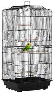 PawHut Colivie papagali cu Stinghii, Leagan si boluri, Voliera din Metal si Plastic, 46.5x35.5x92 cm, Negru | AOSOM RO