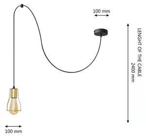 Lustră pe cablu TUBE LONG 1xE27/15W/230V negru/auriu