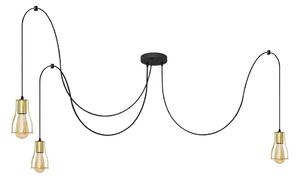 Lustră pe cablu TUBE 3xE27/10W/230V negru/auriu