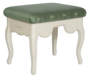 Taburet lemn masiv alb antic Casandra, 53 × 40 × 46 cm