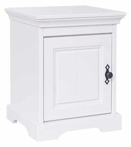 Noptieră lemn masiv alb Amelia 1 compartiment, 45 × 38 × 55 cm