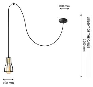 Lustră pe cablu TUBE 1xE27/15W/230V negru/auriu