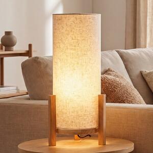 Näve Lampă de masă Madita LED, înălțime 48 cm, natural/linen, reglabil, Lemn, Camera de zi / sufragerie, Lemn
