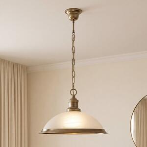 Searchlight Lampă suspendată sticlă Bistro, 1 bec, alamă antic, reglabil, Bronz / Alamă Veche, Camera de zi / sufragerie, Metal, Antichitate