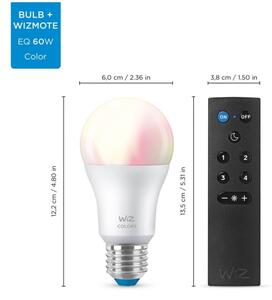 SET 2x bec LED RGBW dimabil WiZ A60 E27/8,5W/230V 2200-6500K Wi-Fi + telecomandă