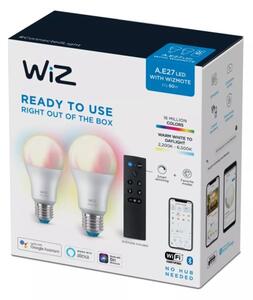 SET 2x bec LED RGBW dimabil WiZ A60 E27/8,5W/230V 2200-6500K Wi-Fi + telecomandă