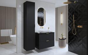 Set lemn masiv mobilier baie Liora Personalizabil - Negru, 60 cm