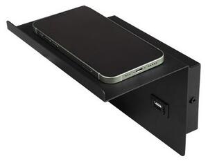 Spot de perete cu raft și încărcător USB 1xG9/35W/230V negru/auriu