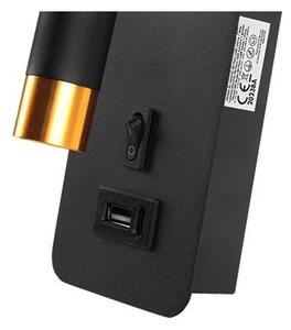Spot de perete cu încărcător USB 1xG9/35W/230V negru/auriu