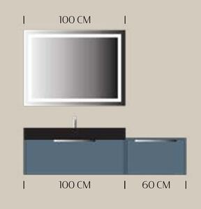 Set lemn masiv mobilier baie suspendat Lunera 100/120/140/160 cm - 160 L