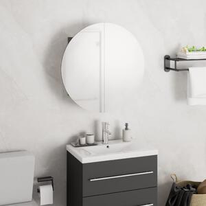 Dulap de baie cu oglindă rotundă și LED, gri, 40x40x17,5 cm