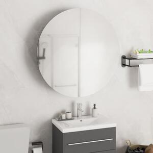 Dulap de baie cu oglindă rotundă și LED, alb, 54x54x17,5 cm