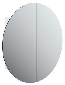 Dulap de baie cu oglindă rotundă și LED, alb, 54x54x17,5 cm
