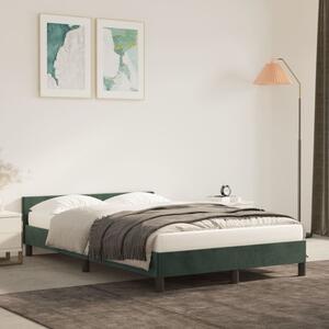 Cadru de pat cu tăblie, verde închis, 120x200 cm, catifea