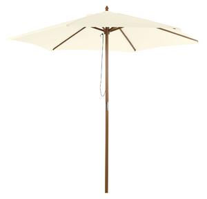 Outsunny Umbrelă Rotundă de Grădină din Bambus și Poliester 2.5x2.3m Crem/Alb | Aosom Romania