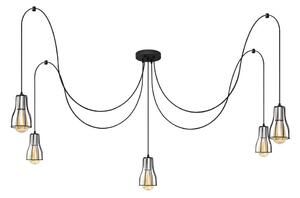 Lustră pe cablu TUBE LONG 5xE27/15W/230V negru/crom