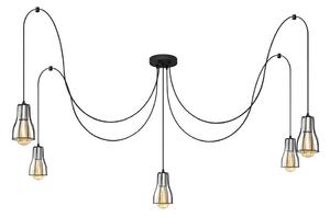Lustră pe cablu TUBE 5xE27/15W/230V negru/crom