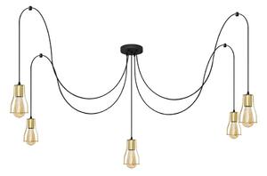 Lustră pe cablu TUBE LONG 5xE27/15W/230V negru/auriu