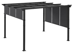 Outsunny Pergola de Exterior de 3 x 3,5 m cu Copertina Retractabila, Foisor de Gradina, Umbrar pentru Veranda, Terasa, Gri Inchis