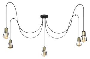 Lustră pe cablu TUBE 5xE27/15W/230V negru/auriu