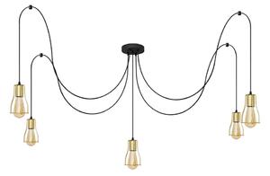 Lustră pe cablu TUBE 5xE27/15W/230V negru/auriu