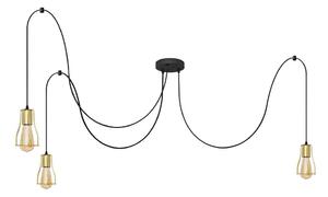 Lustră pe cablu TUBE LONG 3xE27/10W/230V negru/auriu