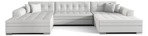 Colțar lemn masiv extensibil Vento Personalizabil, 359 × 165 × 87 cm - Soft 17 - piele alba
