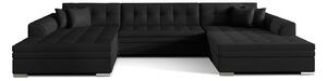 Colțar lemn masiv extensibil Vento Personalizabil, 359 × 165 × 87 cm - Soft 11 - piele neagra