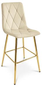 Scaun Bar Fido XL Catifea Bej Picioare Metalice Finisaj Auriu