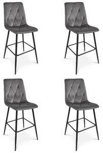 Set 4 Scaune Bar Fido XL Catifea Gri Inchis