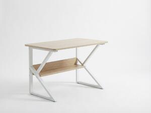 Birou cu raft SHAPE 80x40 cm, alb/dub sonoma
