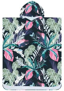 Poncho prosop de plaja NIGHT BLOSSOM negru 80x145 cm