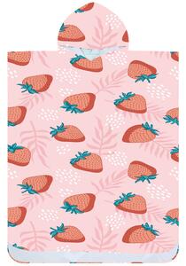 Poncho prosop de plaja STRAWBERRIES roz 80x145 cm