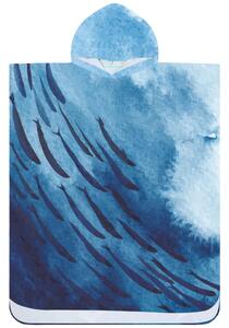 Poncho prosop de plaja WHALES albastru 80x145 cm