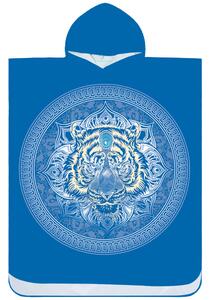 Poncho prosop de plaja TIGER albastru 80x145 cm
