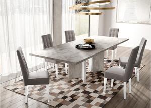 Set lemn masiv masă și scaune Concrete - 8 scaune, 160 × 90 × 75 cm