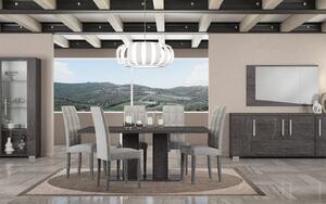 Set lemn masiv masă și scaune Sarah Grey - 2 scaune, 180 × 104 × 76 cm + 2 extensii