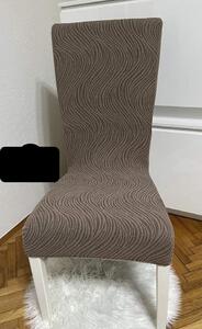 Set 6 huse elastice pentru scaune, model Jacquard, Maro deschis in dungi