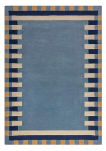 Covor albastru țesut manual din lână 160x230 cm Kai Wool Border – Flair Rugs
