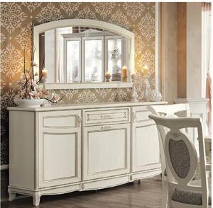 Oglindă lemn masiv nuc Ellen 140×83 cm /crem
