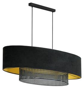 Lustră pe cablu Duolla DOUBLE OVAL RATTAN 2xE27/15W/230V negru/ratan