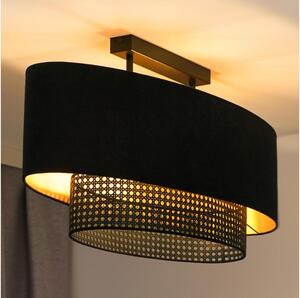 Lustră aplicată Duolla DOUBLE OVAL RATTAN 2xE27/15W/230V negru/ratan