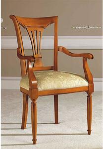 Scaun lemn masiv cu brațe Caterina Personalizabil, 56 × 62 × 102 cm - Nuc