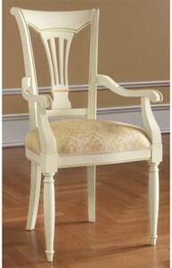 Scaun lemn masiv cu brațe Caterina Personalizabil, 56 × 62 × 102 cm - Crem