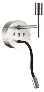 Lampă LED de perete cu montură Ideal Lux SET UP 1xE27/42W+LED/3W/230V USB crom